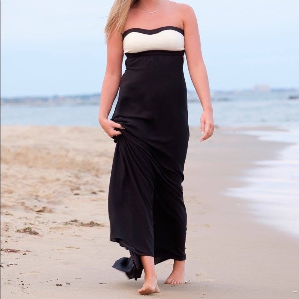Formal black and white strapless dress by EXPRESS